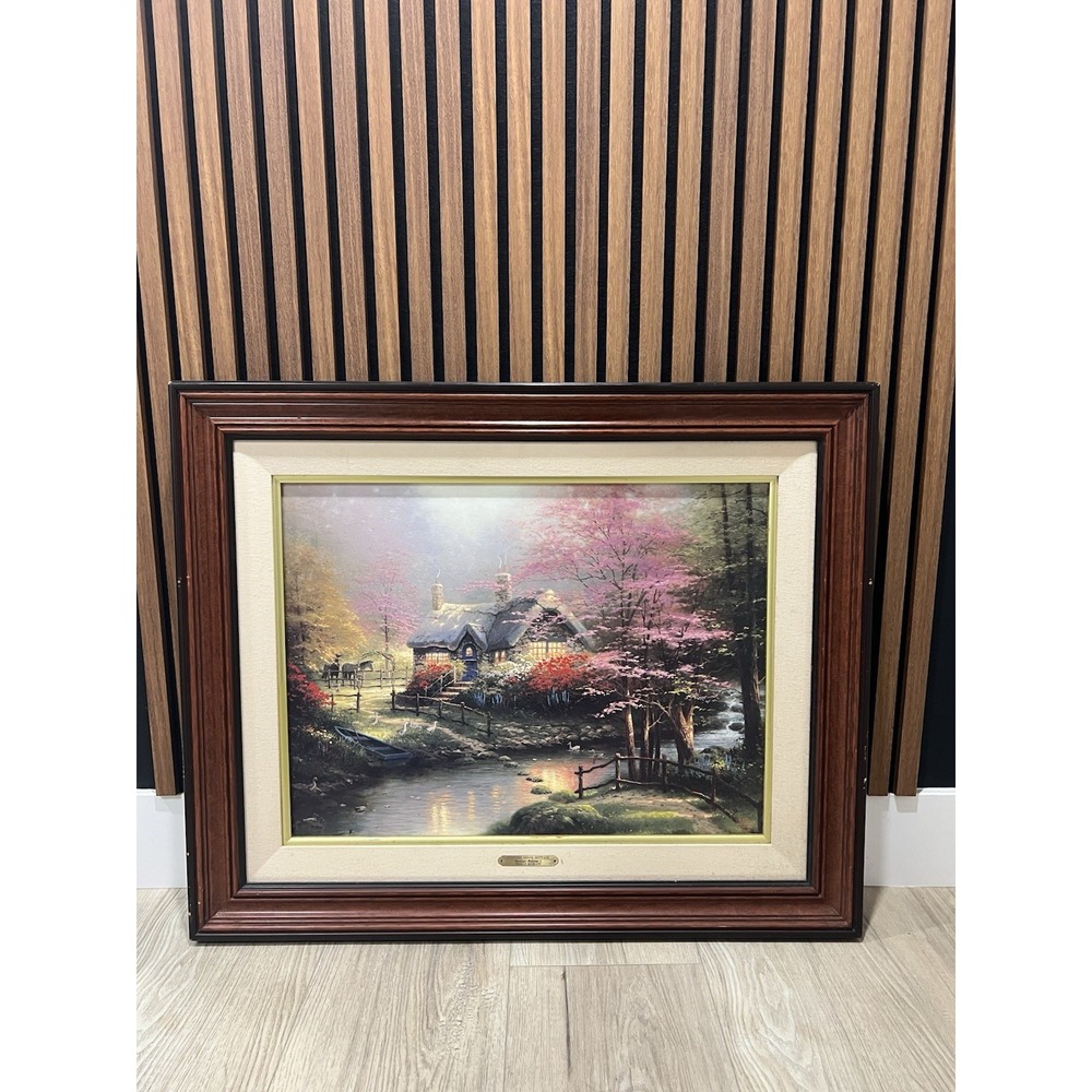 Thomas Kinkade Stepping Stone Cottage 2529/2950 S/N Canvas COA Framed